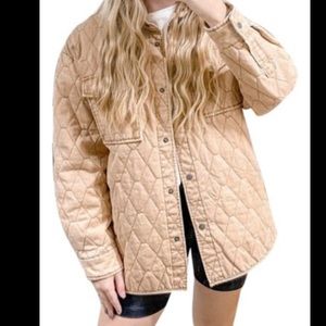 Joie {Anthro} NWT quilted snap closure collared jacket in dusty rose/tan XS